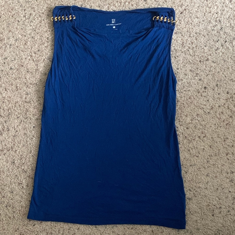 Navy New York & Co Sleeveless Blouse